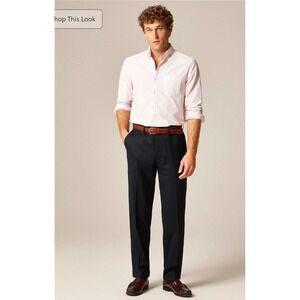 J.Crew Men 33x34 Navy Blue Trousers Cuffed Hem Dress Pants Business Casual